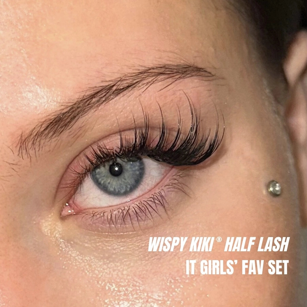 zbliżenie efektu stylizacji rzęs kurs przedłużania rzęs Wispy Kiki
